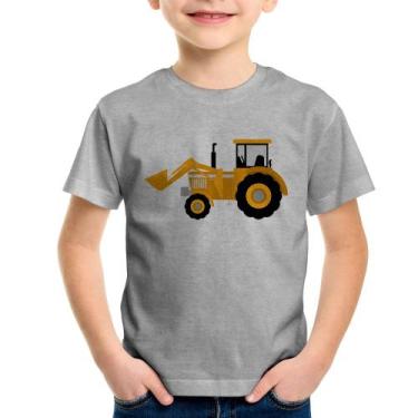 Imagem de Camiseta Infantil Trator Pá Carregadeira Amarelo - Foca na Moda, Cinza