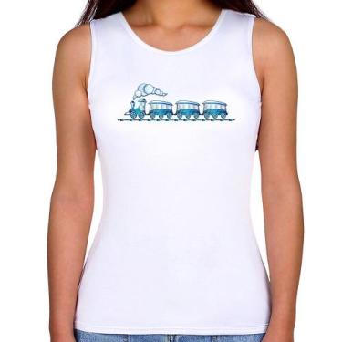 Imagem de Regata Feminina Trenzinho Brinquedo - Foca na Moda, Branco, M