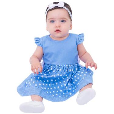 Imagem de Vestido de Bebê Roupa Menina Infantil Com Tiara 100% Algodão  Minnie A