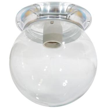 Imagem de Plafon Colonial Aluminio Natural Globo Transparente Retrô - CM GLASS -