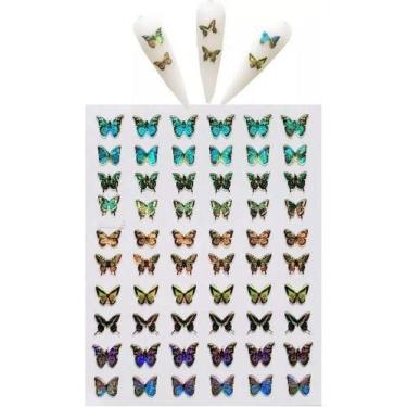 Imagem de Adesivos 3d Borboleta Holografico Colorido Nail Hair Diverso - OEM