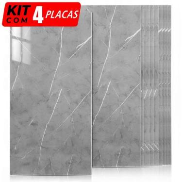 Imagem de Kit 4 Placas De Parede 3D Revestimento Mármore Autoadesivo Vinílico La