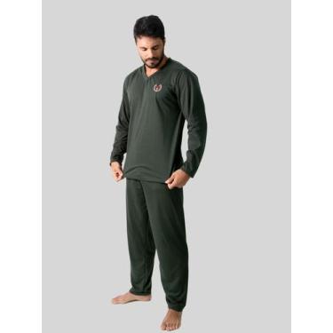 Imagem de Pijama Masculino Longo Básico Manga Longa Para Dormir RLC Modas, Verde