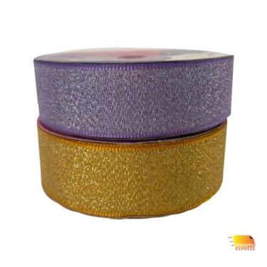 Imagem de Kit 2 Fitas de Cetim Lurex Brilho 22mm - Diversas Cores! - Cinderela F