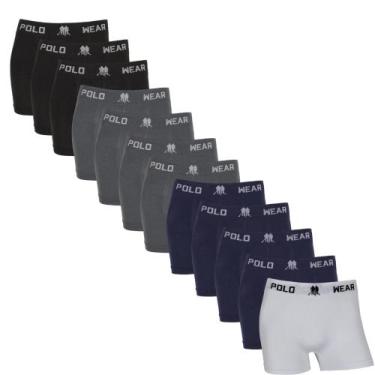 Imagem de Kit 12 Cueca Boxer Polo Wear Microfibra Sem Costura Elastano, 03 preta