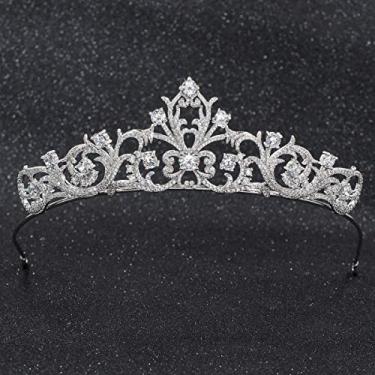 Imagem de Tiara real de zircônia cúbica para casamento, tiaras de diadema de cristais, acessórios de cabelo para meninas CH10256, Metal
