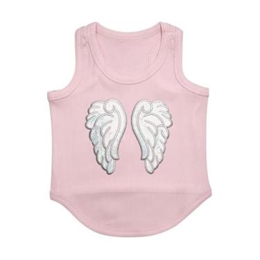 Imagem de Poocii Lindas roupas para cães, camiseta regata canelada para animais de estimação pequenos, médios ou grandes, mistura de algodão respirável e macio (rosa, asa de anjo reflexiva, GG)