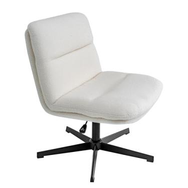 Imagem de Flash Furniture Chloe Cadeira de escritório giratória comercial com encosto médio, design amplo, pele sintética acolchoada, altura ajustável, encosto ergonômico de cintura média, sem braços,
