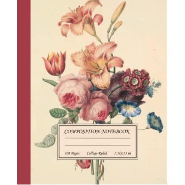 Imagem de Cahier de Composition College Ruled: Jolie Illustration de Fleurs Botaniques Vintage. Cadeau pour Filles, Ados et Femmes, avec motif Esthétique ... pour École, Collège, Université ou Travail