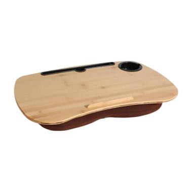 Imagem de Fenteer Mesa de colo com almofada bandeja ergonômica portátil prática para trabalho de escrita em casa em dormitório, com Porta-copos, 55cmx35cm