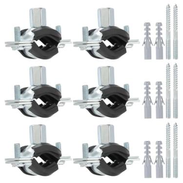 Imagem de PATIKIL Gancho de tubo de anel dividido de 20 a 24 mm, 6 peças de suporte de tubo ajustável para serviço pesado braçadeira de ferro galvanizado para montagem no teto com parafusos e tubo de expansão,