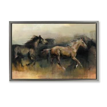 Imagem de Stupell Industries Roaming The West Horses Framed Floater Canvas Wall Art Design por Marilyn Borglum, Moldura Flutuante Cinza, 63 x 43 cm