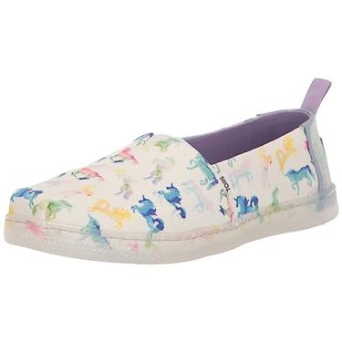 Imagem de TOMS Mocassim unissex infantil Alpargata, Unicórnios ombré em aquarela branca, 5.5 Big Kid