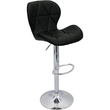 Imagem de Banqueta Slim Estofada Giratória c/ Regulagem - Lianto Decor, Preto