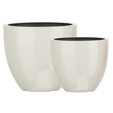 Imagem de Kit 2 Vasos Cachepot Fibra Vidro 57cm E 45cm Plantas Cores (Off White)