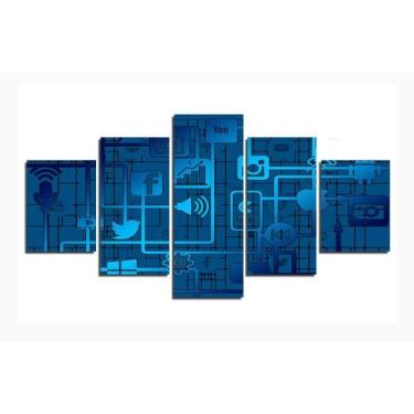 Imagem de Quadro decorativo rede tecnologia redes sociais - vpshopping