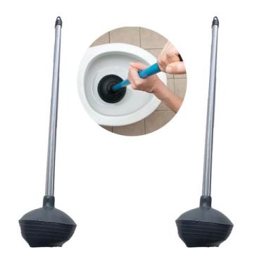 Imagem de Kit 2 Unidades Desentupidor de WC COM CABO 60cm Vaso Sanitário Por Suc