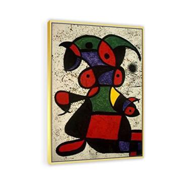 Imagem de JZSDGB Impressão em tela com moldura dourada reprodução de pintura famosa - 'Mujer 3by Joan Miro pôsteres e impressões - arte de parede em tela abstrata imagens de Joan Miro para decoração de casa 40