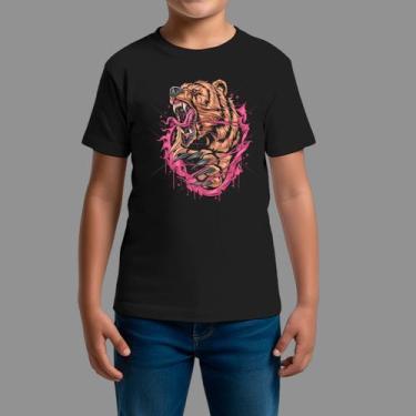 Imagem de Camisetas Infatil 100% Algodão Casual Moda De Rua Gola Redonda Urso Ru