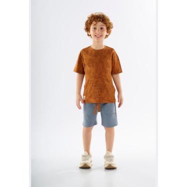 Imagem de Conjunto Infantil para Menino com Camiseta e Bermuda Up Baby, Marrom, 