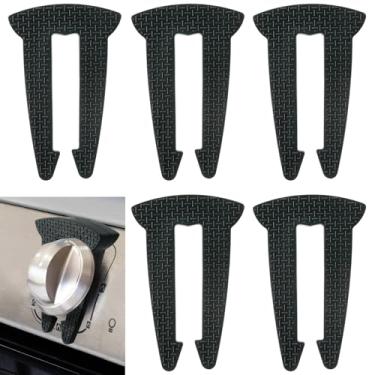 Imagem de Lwuzkdo Pacote com 5 puxadores de fogão a gás para segurança infantil, design durável, capas de segurança para botão de fogão, evita o toque acidental de bebês (preto)