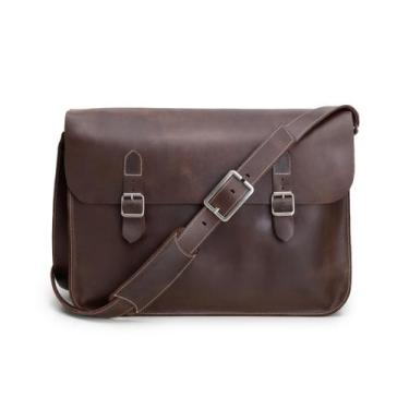 Imagem de Bolsa Carteiro Masculina Em Couro 100% Legitimo - Adápti , Café