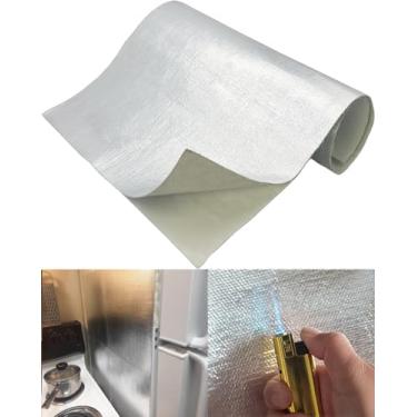Imagem de Protetor de cornija para lareira - 30,5 cm x 122 cm com revestimento de alumínio barreira térmica aluminizada isolamento de fibra de vidro material reflexivo proteção de alta temperatura para armário