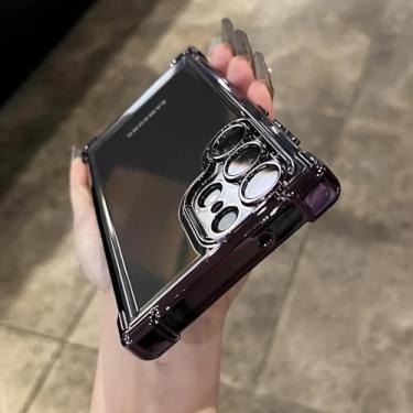 Imagem de HPQWN Para A54 5G Luxury Plating Armor Clear Case Capa protetora à prova de choque (para A54 5G/roxo escuro)