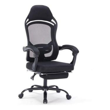 Imagem de Cadeira Gamer Profissional Preta Apoio Para Pe 127x63x64 Cm - Just Hom