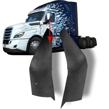Imagem de Capa de braço de espelho de porta preta para Freightliner Cascadia 2018-2023 New Cascadia acessórios para caminhões lado do motorista e do passageiro (um par)