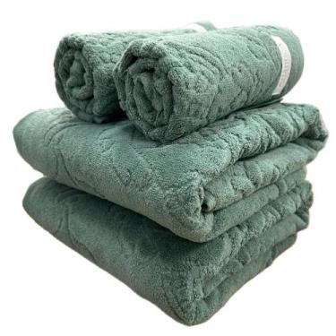 Imagem de Jogo de Toalha Banhão Gigante Atlântica Barra Veludo 100% Algodão Fio 