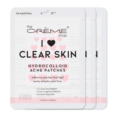 Imagem de The Crème Shop Heart Shape Clear Skin Hydrocolloid Dark Spot Acne Patches - Infused with Salicylic Acid + Witch Hazel | Adhesive patches that fight pesky pimples. (72 Patches / 3 Sizes)