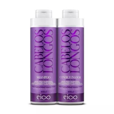 Imagem de Kit Shampoo e Condicionador Crescimento 800ml Eico Cabelos Longos com Biotina e Bambu