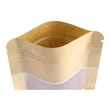 Imagem de Embalagem 10X15Cm Stand Up Pouch Kraft Zip Lock Visor C/50Un