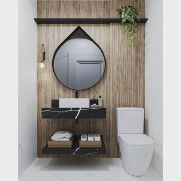 Imagem de Bancada em Porcelanato para Banheiro 80cm Sem cuba preto