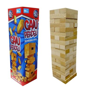 Imagem de Jogo Caiu Perdeu Torre Madeira 54 Blocos