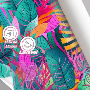 Imagem de Papel De Parede Painel 3D Folhas Jiboia Colorida Vínil 1,5M