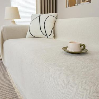 Imagem de Couch Cover, Waterproof Couch Cover, Thickened Chenille Sofa Cover, Large Anti-Scratch and Wrinkle-Resistant Sofa Cover, Pet-Friendly Wear-Resistant Sofa Cover for Living Room(White,71 * 189in)