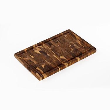Imagem de Tábua Para Corte Com Canaleta Em Madeira Teca Invertida - Stolf 39x25