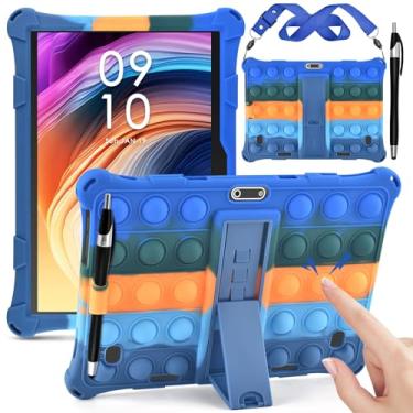 Imagem de DETUOSI Capa de silicone compatível com Dragon Touch Notepad K10, capa para tablet de 10 polegadas, capa protetora multiângulo para ZONKO K105 de 10 polegadas, Winsing 10 com alça e caneta Stylus,