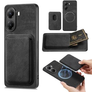 Imagem de Ysnzaq Capa retrô para Xiaomi Poco X7 Pro, carteira magnética destacável, capa fina de couro PU com compartimentos para cartões para Poco X7 Pro FKB preta