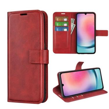 Imagem de Capa flip para Samsung A16 carteira de couro PU capa protetora magnética para celular Samsung Galaxy A16 5G A166 4G A165 Folio Book Cover com suporte (vermelho)
