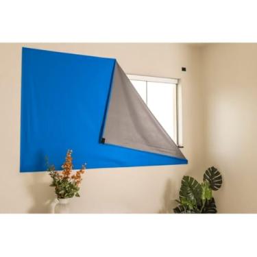 Imagem de Cortina Painel Blackout com Carrapicho Adesivo para Sala Quarto Cozinha com 1,35 Cms X 2,15 Cms (Azul Claro)