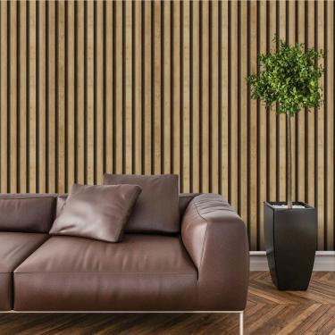 Imagem de Papel De Parede Adesivo Ripado Madeira Lavável Cozinha  3 metros