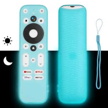 Imagem de Capa de controle remoto de silicone compatível com Onn 100024646 100026240 4K UHD Stick TV Box Capa protetora à prova de choque com cordão (azul fluorescente)