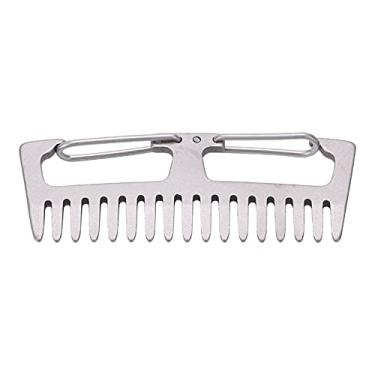 Imagem de Pente de cabelo de liga de titânio pente de cabelo portátil leve anti estático para camping ao ar livre e uso diário feito de alia de titânio de alta resistência TC4 Compact e