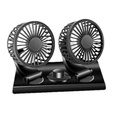 Imagem de Fã de carros portáteis, fã USB para carro,Cooler de cabeça dupla para o painel - Ventilador de automóvel poderoso de cabeça dupla baixa ruído 2 velocidades para o painel de veículos, banco traseiro