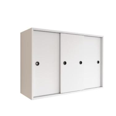 Imagem de Armario de Cozinha e Lavanderia com Três Portas de Correr com Trilhos Deslizantes (Branco)