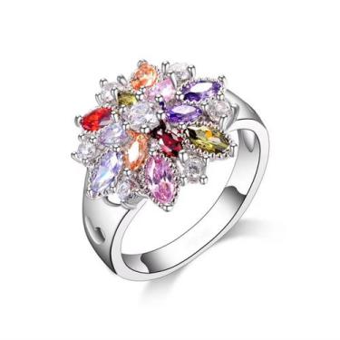 Imagem de Anel de Zircônia Cúbica com Design de Flor - Estilo Bonito para Menina