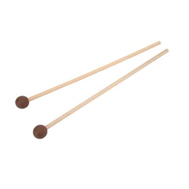 Imagem de 2 peças de martelo de xilofone com cabo de bordo com cabeça de borracha para Marimba Glockenspiel Stick - branco e marrom (marrom)